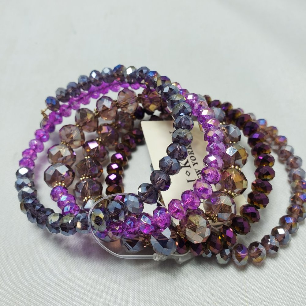 2 for $30 Ali Khan crystal 5 row gold tone and silver tone wrap coil bracelet - Picture 6 of 10